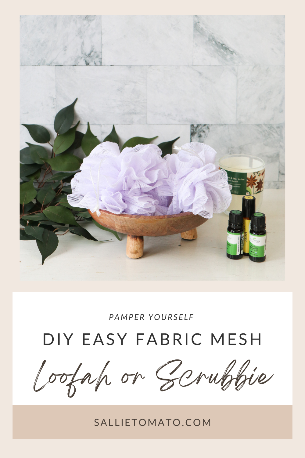DIY Mini Mesh Shower Scrubbie Tutorial Sallie Tomato