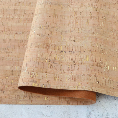 Rustic Natural Gold Flecked Cork Fabric