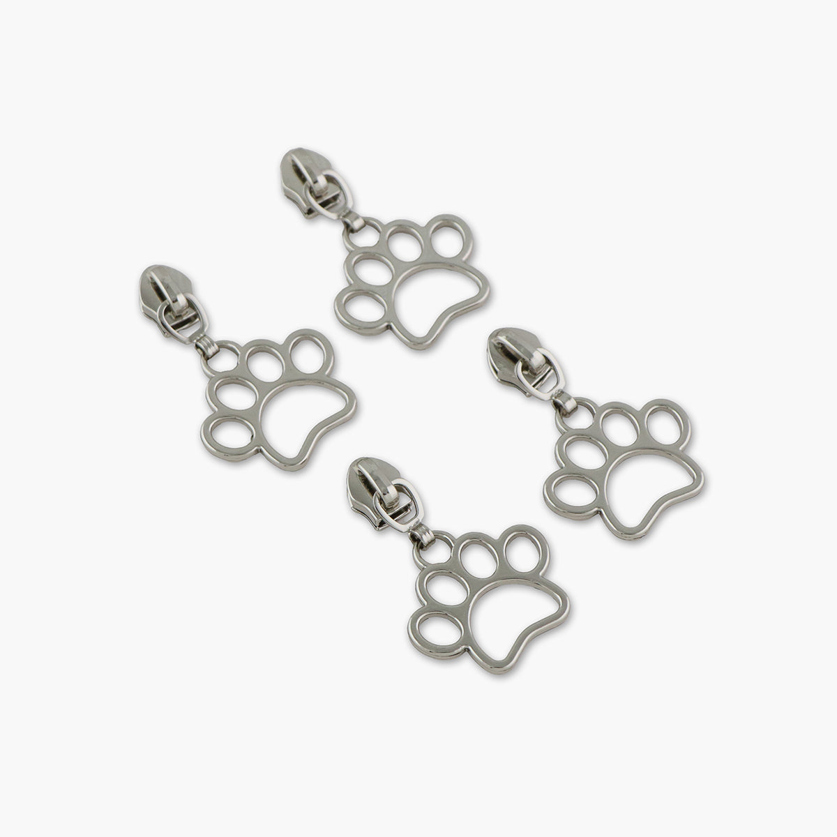 Four #5 Paw Print Zipper Pulls Gunmetal Four #5 Paw Print Zipper Pulls Gunmetal