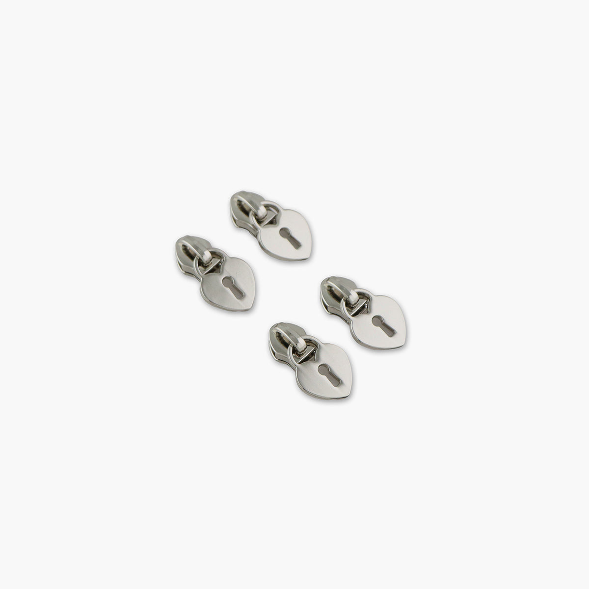Four #5 Heart Zipper Pulls Nickel Four #5 Heart Zipper Pulls Nickel