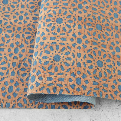Lite Denim Backed Mandala Cork Fabric