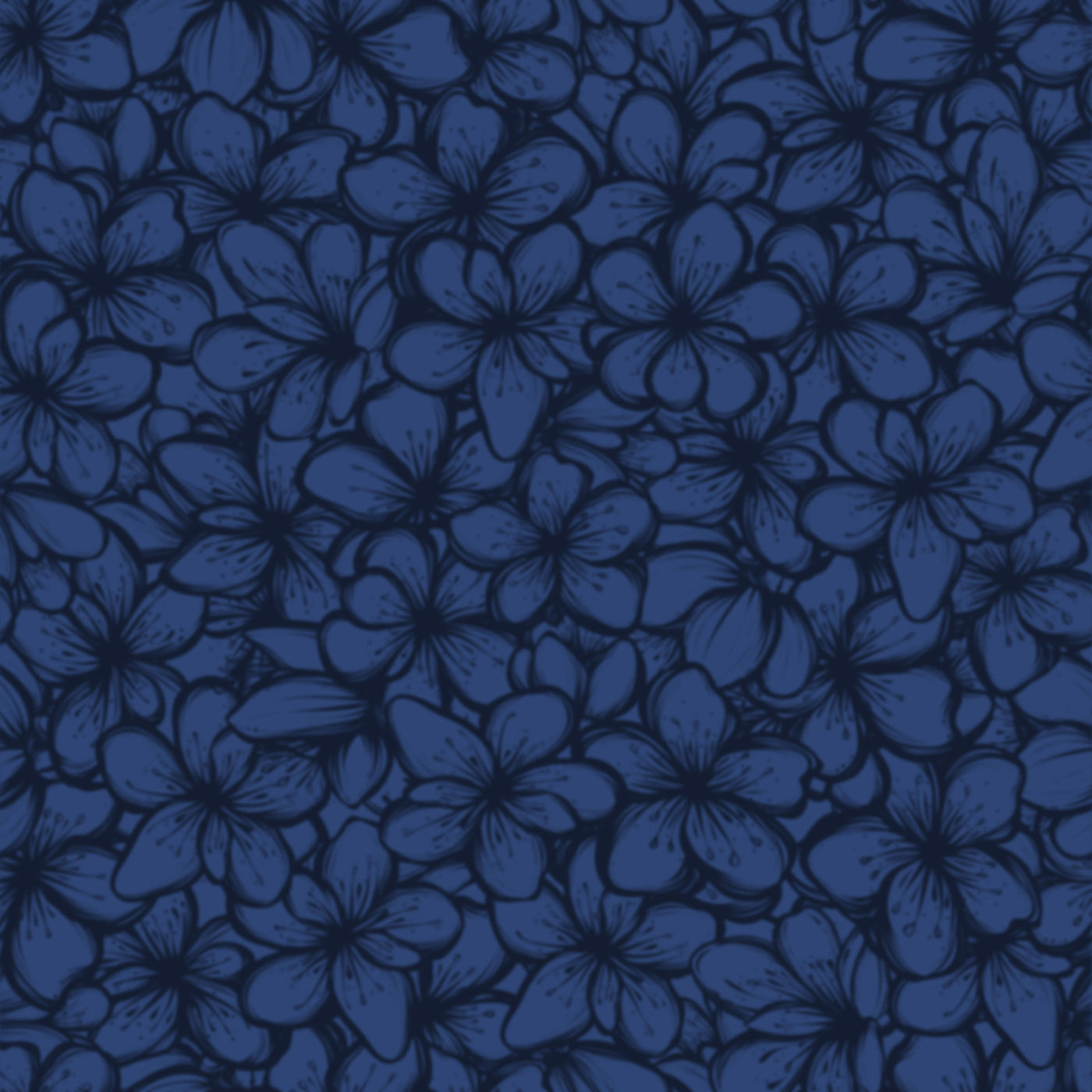 Cherry Blooms Navy blue cotton