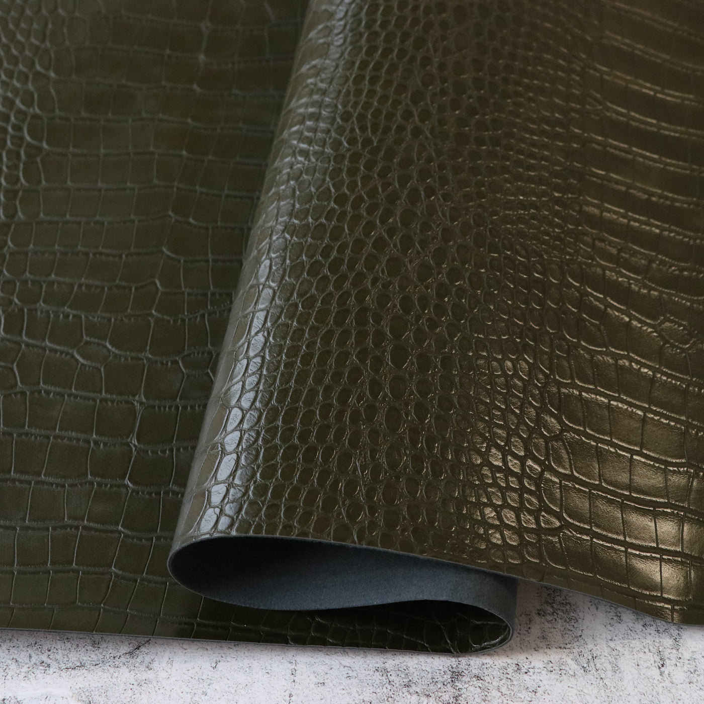 Moss Green Alligator Faux Leather