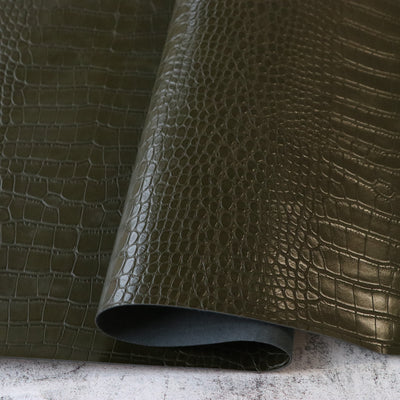 Moss Green Alligator Faux Leather