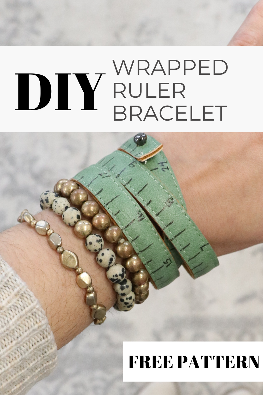 DIY Wrapped Ruler Bracelet from Faux Leather or Cork Fabric