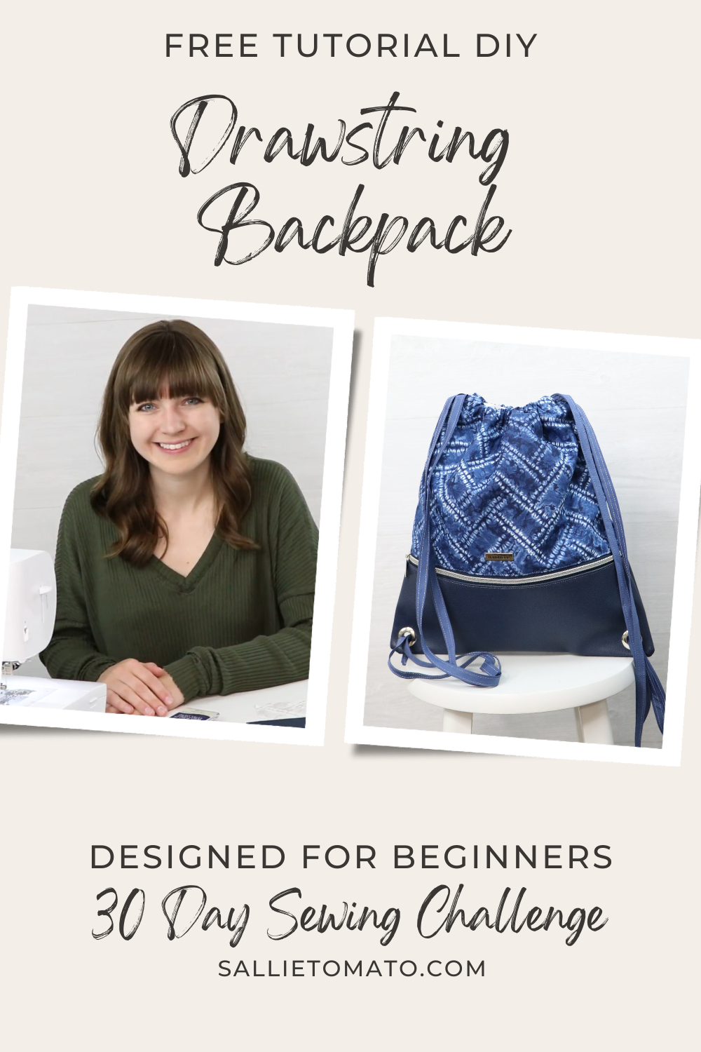 DIY Drawstring Backpack Tutorial | Days 21-24 of 30 Day Sewing Challenge