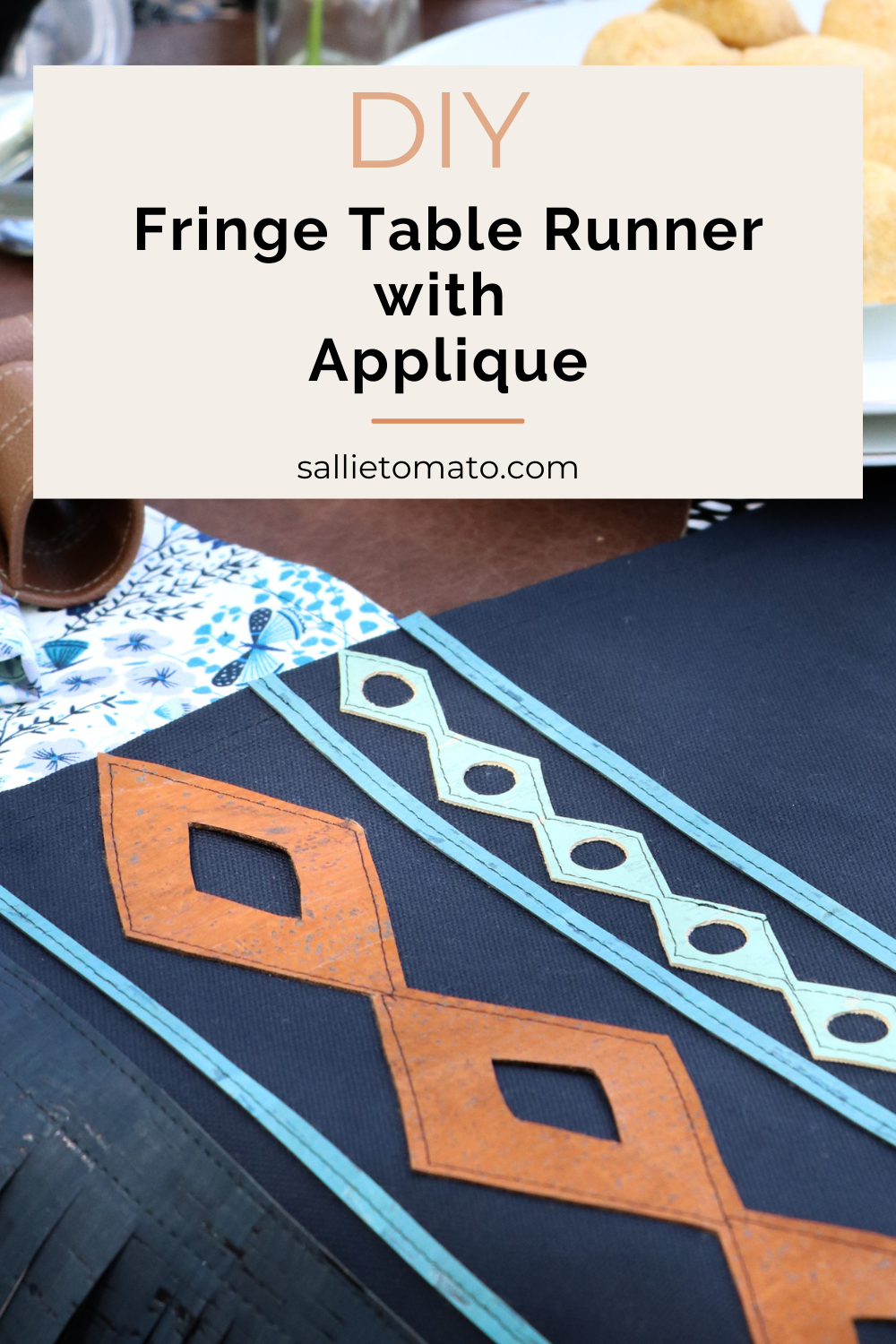 Free Pattern | Cork Fringed Table Runner with Applique