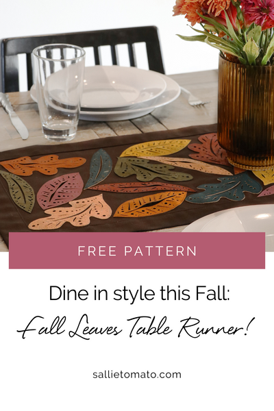 Patrón de caída libre: ¡Camino de mesa con hojas otoñales! | Descargas instantáneas de Sallie Tomato