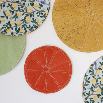 Easy Citrus Cork Coasters | Beginner-Friendly Sewing