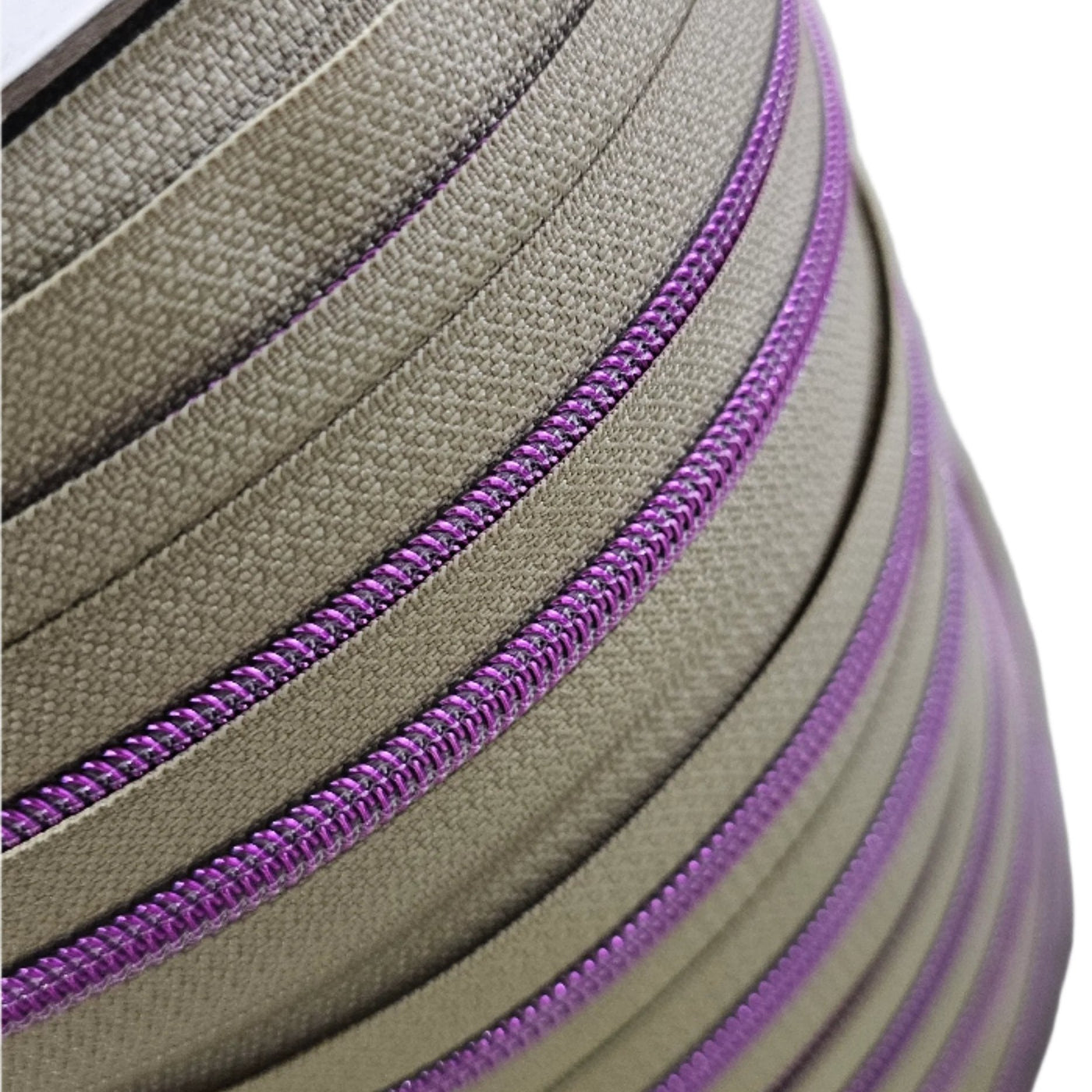 WAREHOUSE SPECIAL - Beige Zipper w/ Purple Coil