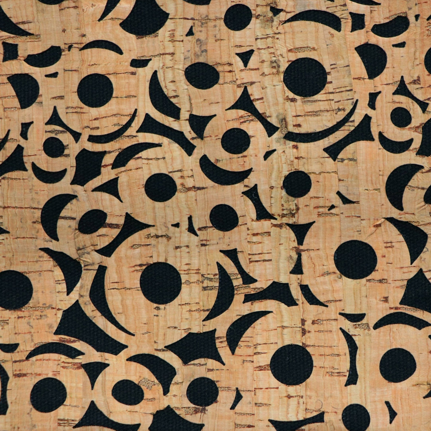 SHORT - Black Canvas Backed Cheery O's Cork Fabric