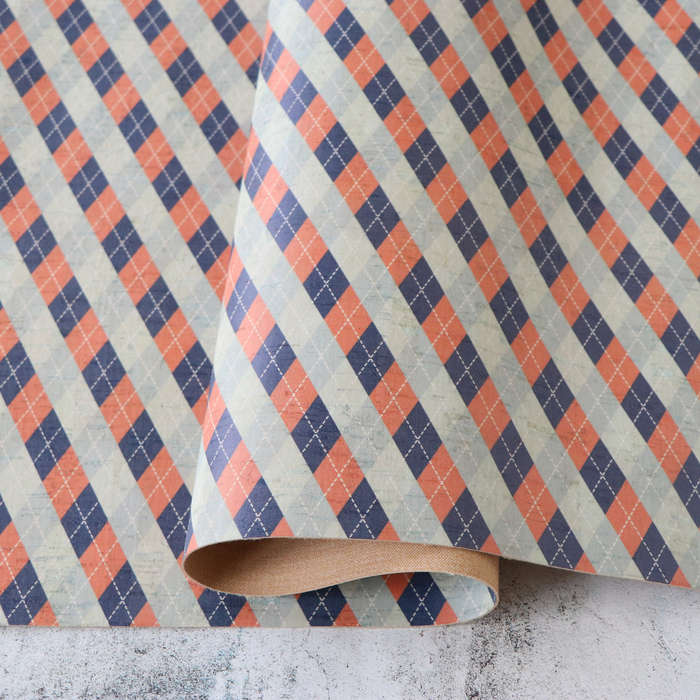 Packaged 1/2 Yard Cut: Argyle Cork Fabric