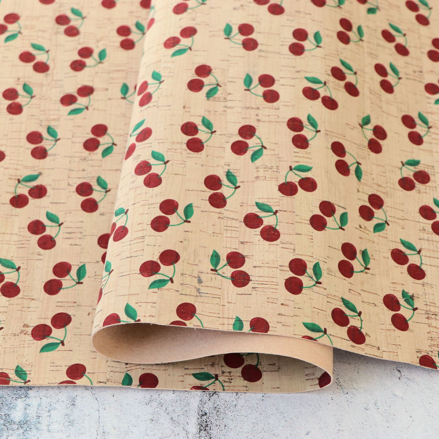Cherries Cork Fabric 12in Cuts