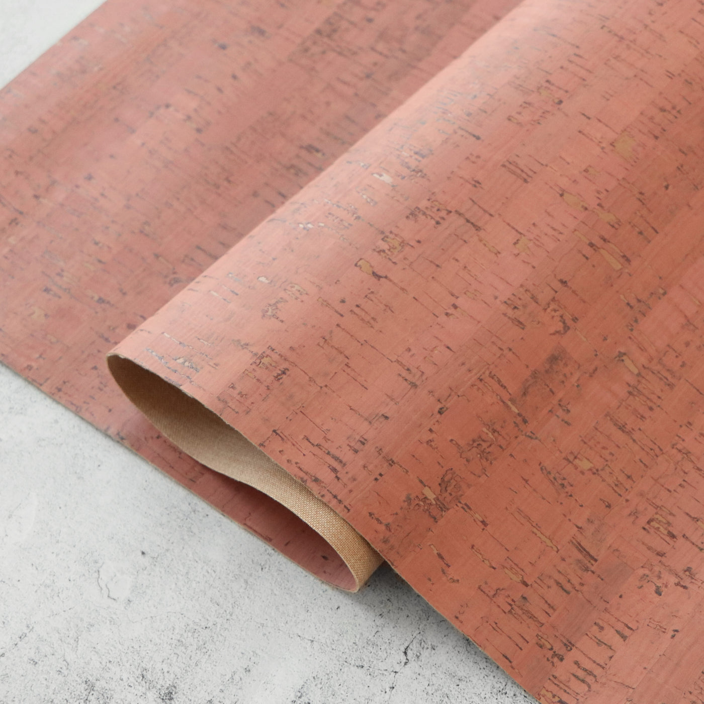 Packaged 1/2 Yard Cut: Rustic Coral Cork Fabric