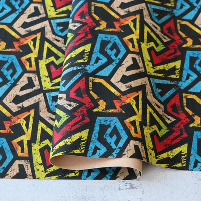 Geometric Grunge Cork Fabric