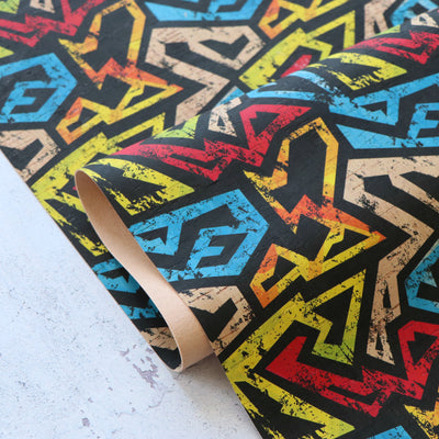 Geometric Grunge Cork Fabric