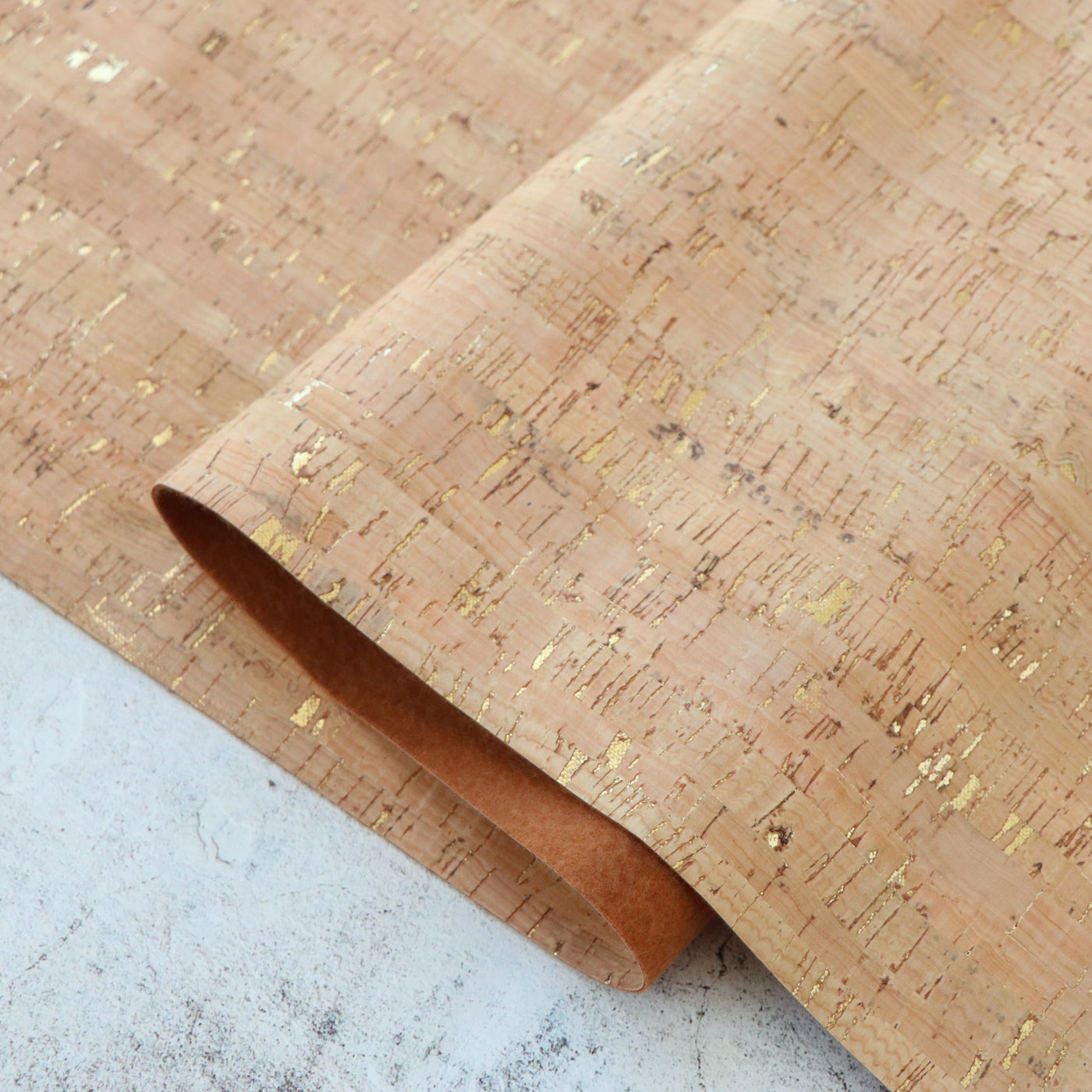 Rustic Natural Gold Flecked Cork Fabric