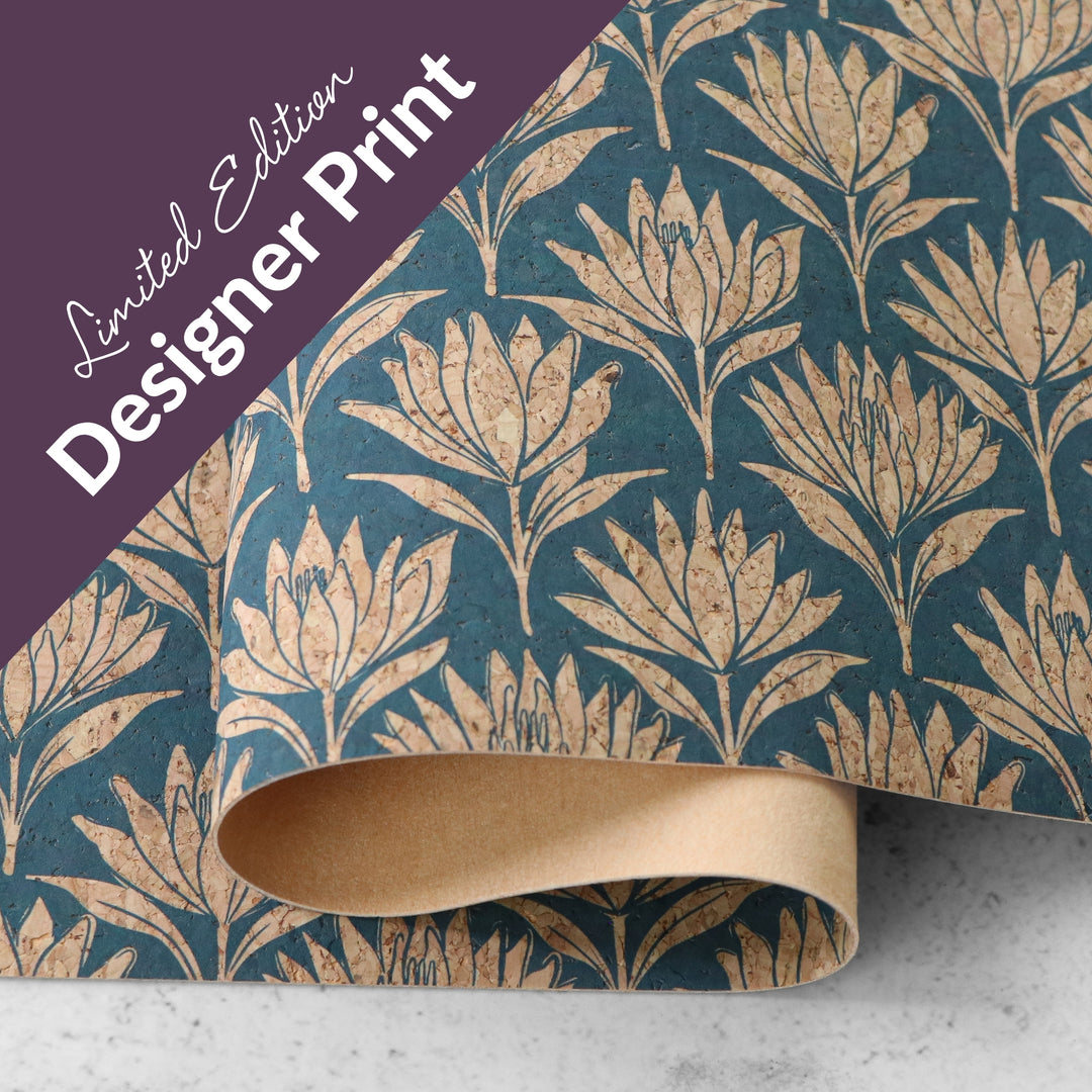 Stephanie Organes Designer Print: Water Lilies Cork Fabric