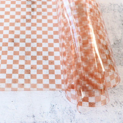 Apricot Checkerboard Print Clear TPU Vinyl