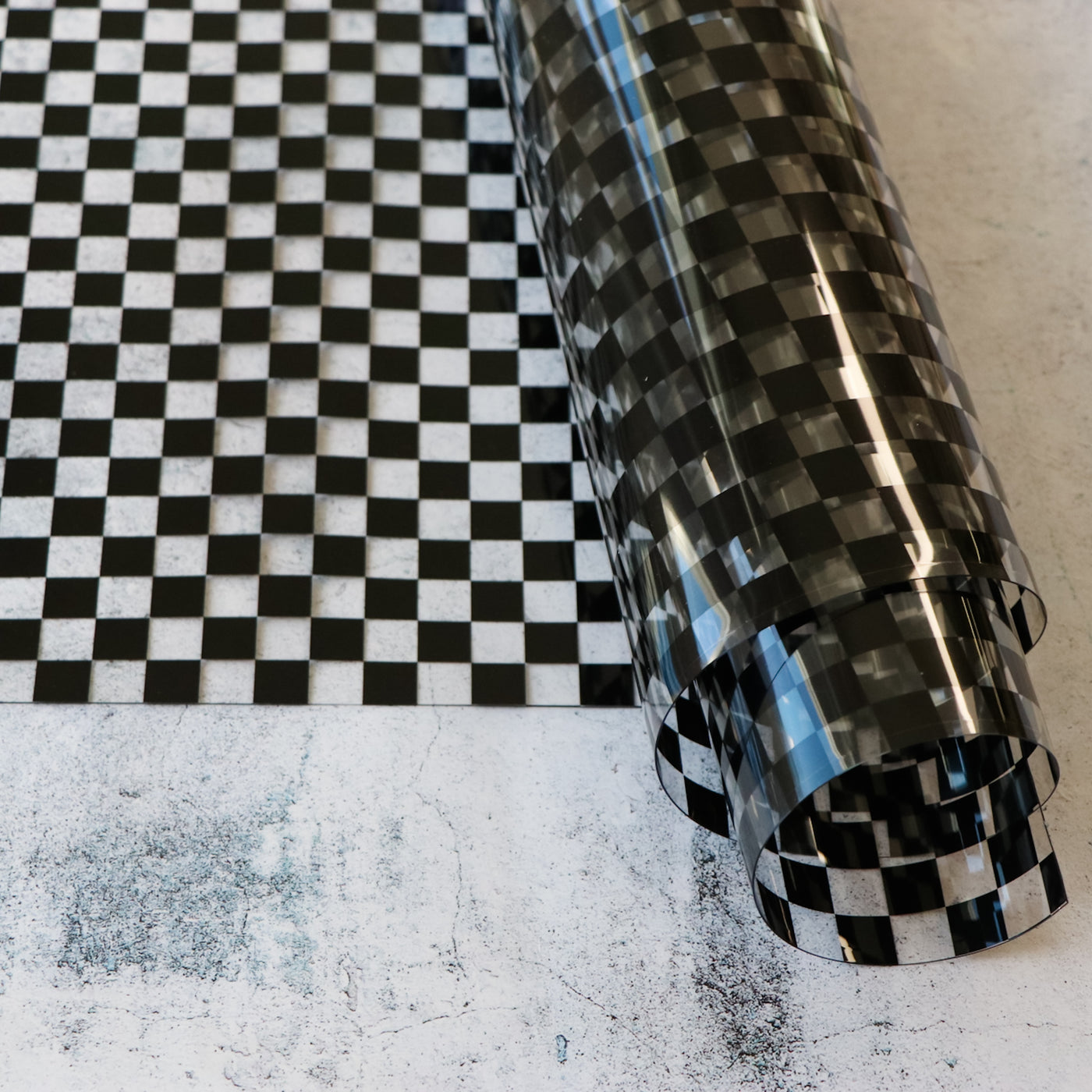 Black Checkerboard Print Clear TPU Vinyl