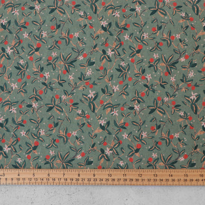 Jessica Rose Designer Print: Citron Vines Cork Fabric