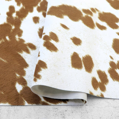 Packaged 1/2 Yard Cut: Cow Cream Bronze Faux Fur