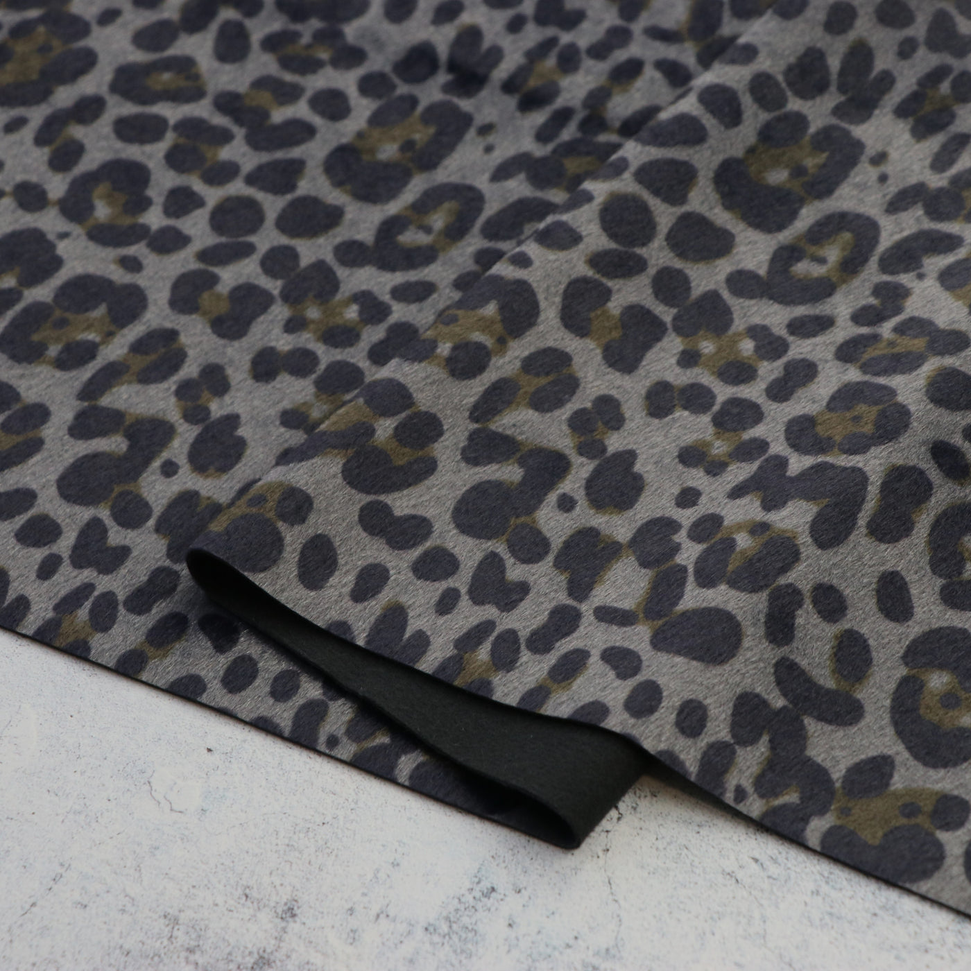 Packaged 1/2 Yard Cut: Leopard Navy Slate Faux Fur