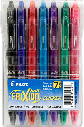 Frixion Clicker Pen Assortment Fine Point 0.7mm 7pk