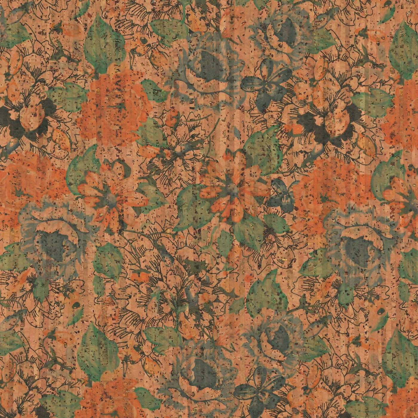 Limited Edition Packaged 1/2 Yard Cut: Fall Bouquet Cork Fabric