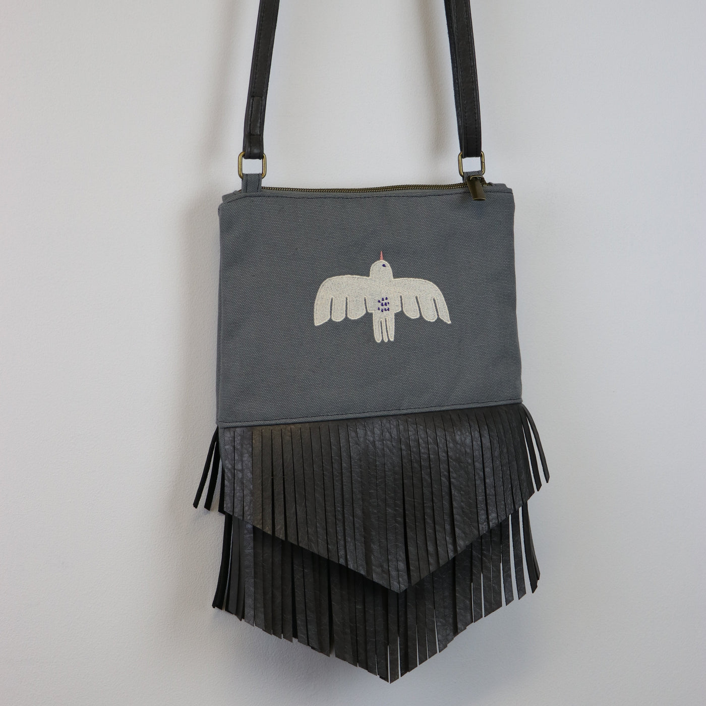 Sample Sale - Zelda - Robert Kaufman Big Sur Grey Canvas w/ Sulky Embroidery