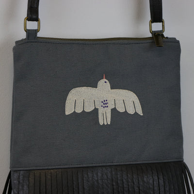 Sample Sale - Zelda - Robert Kaufman Big Sur Grey Canvas w/ Sulky Embroidery