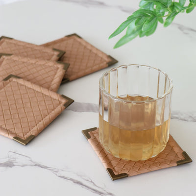 Sample Sale- Sterling- Brown Weave Faux Leather Set of 3