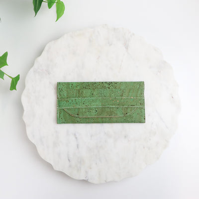 Sample Sale-Lucky Penny Wallet- Surface Grass Green Cork Fabric