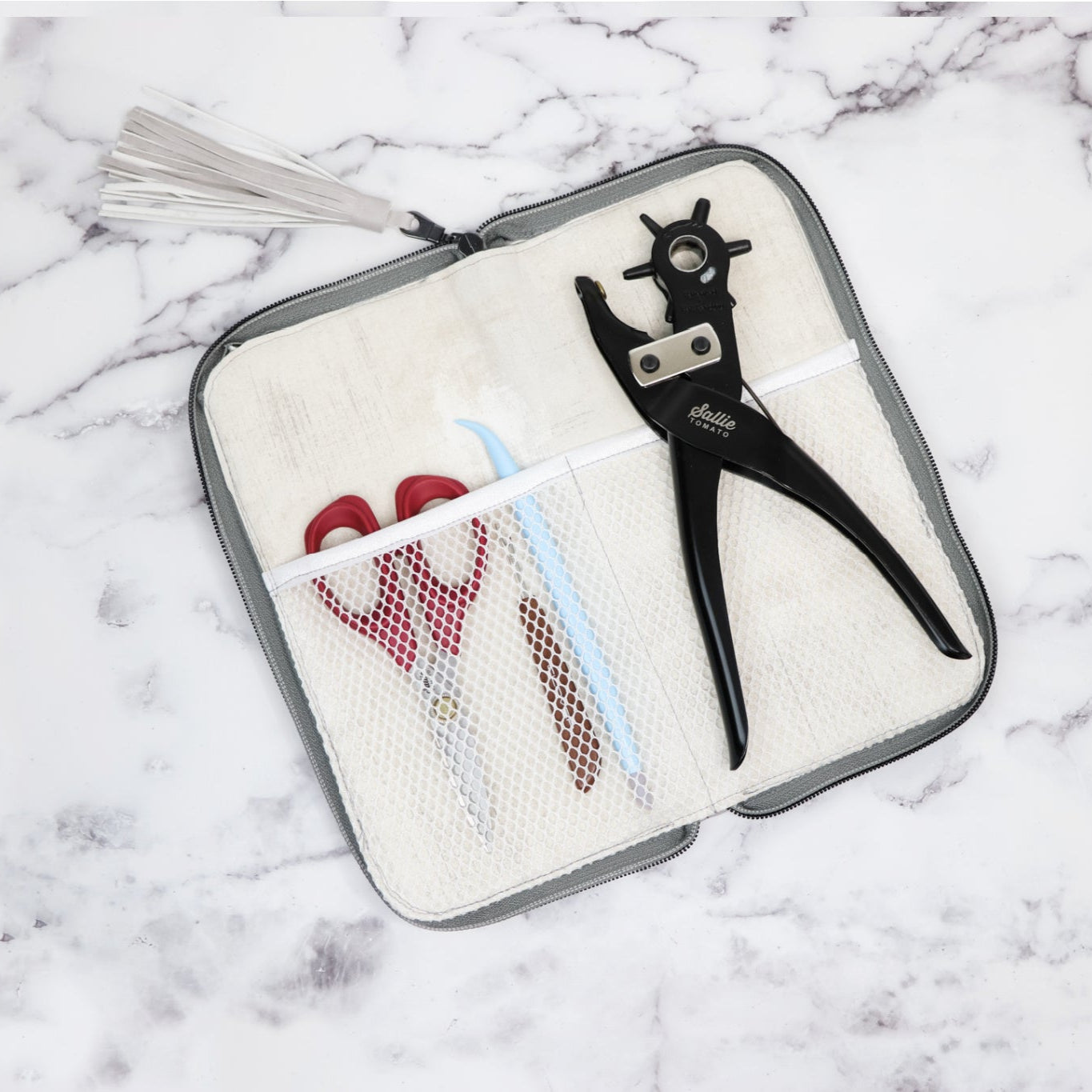 Sample Sale- Deanie- Concrete Legacy Faux Leather w/ Sulky Embroidery
