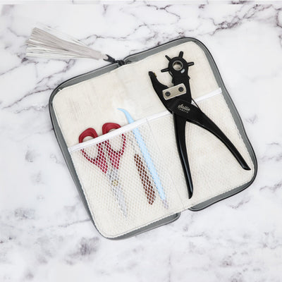 Sample Sale- Deanie- Concrete Legacy Faux Leather w/ Sulky Embroidery