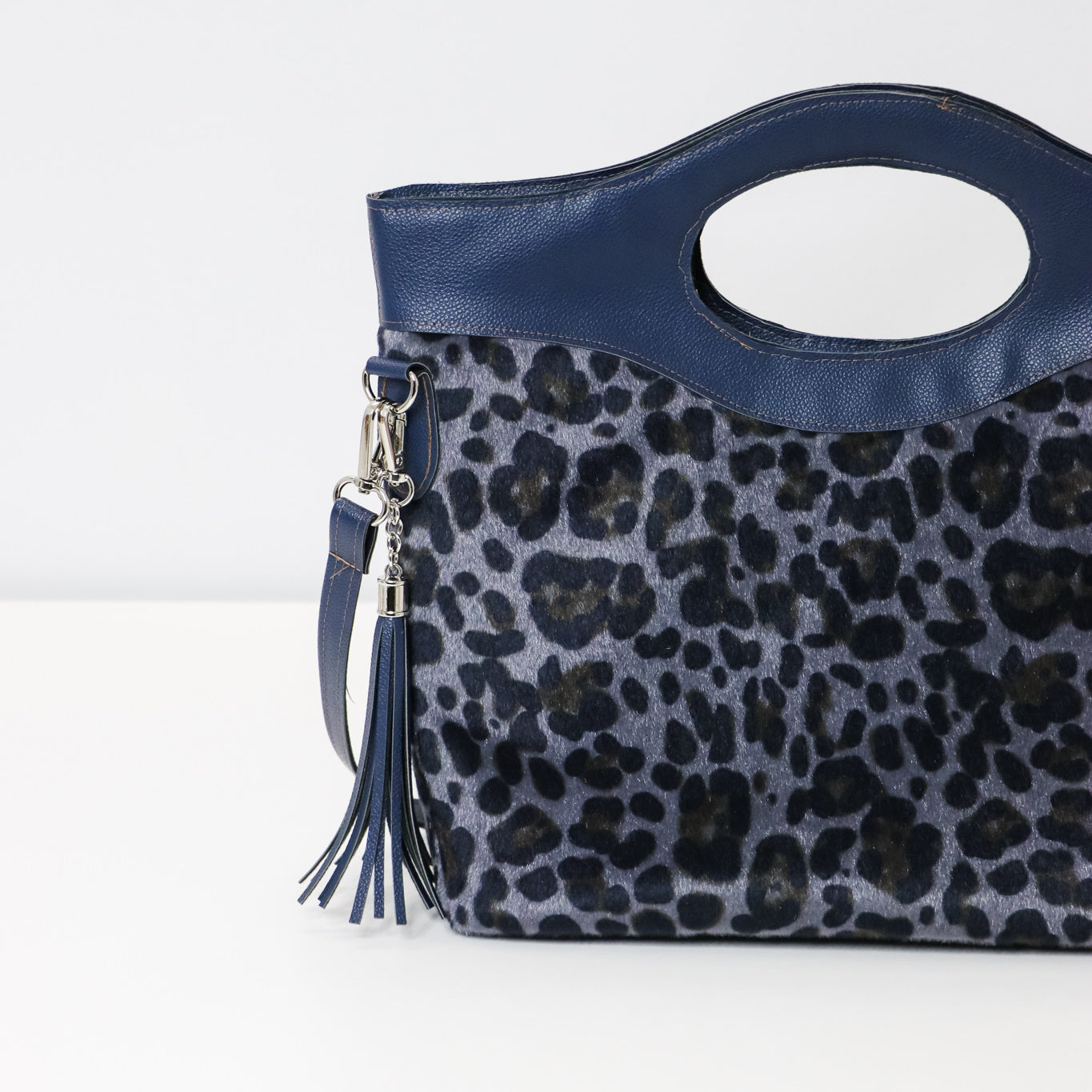Leopard Navy Slate Faux Fur
