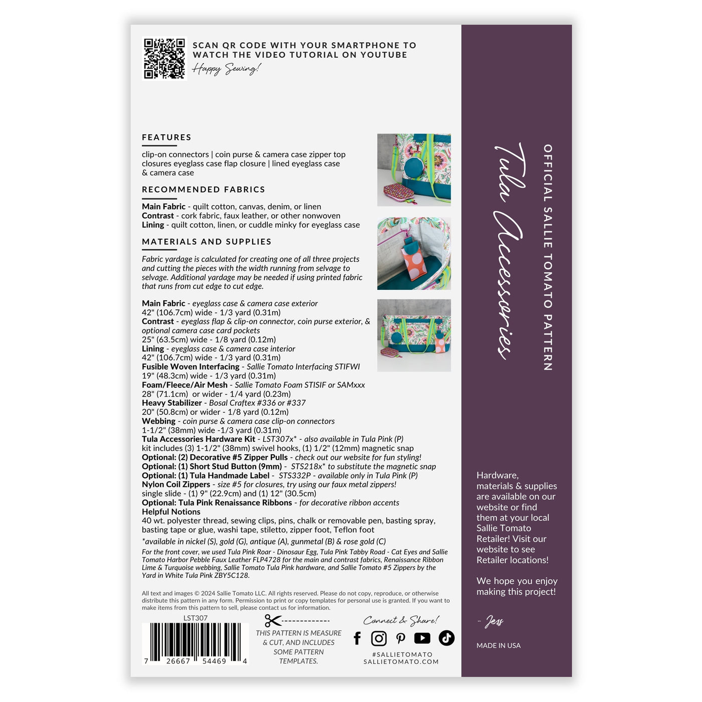 Tula Pink - Tulas Clip On Accessories Paper Pattern – Sallie Tomato