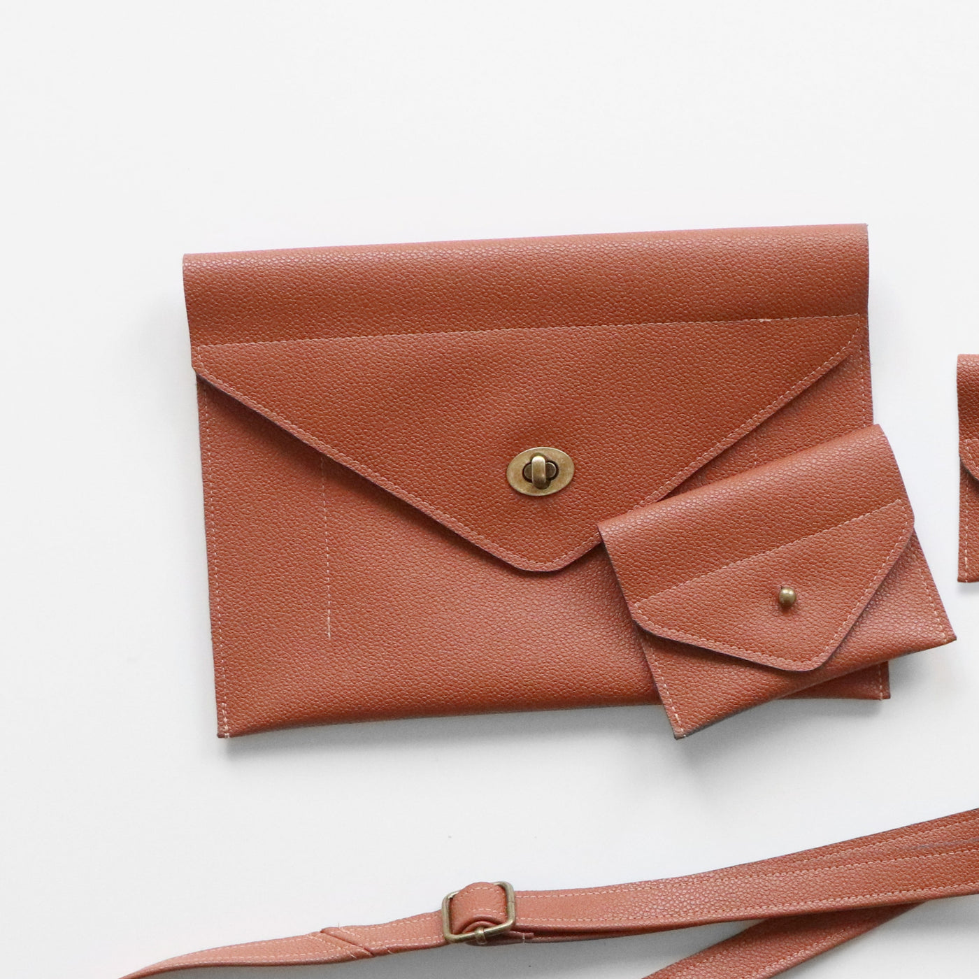Sample Sale- Monroe - Card Case and Clutch - Hazelnut Pebble Faux Leather