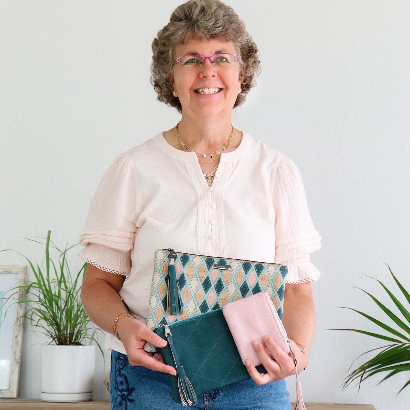 Tissu en liège à motif de diamants bruts