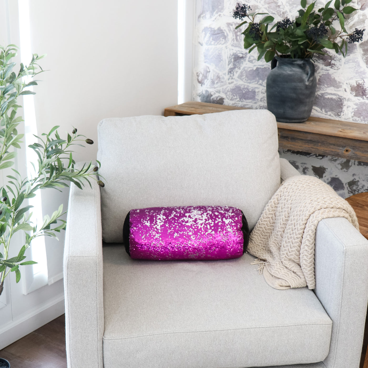 Sample Sale - Pillow Roll - Purple Sequins