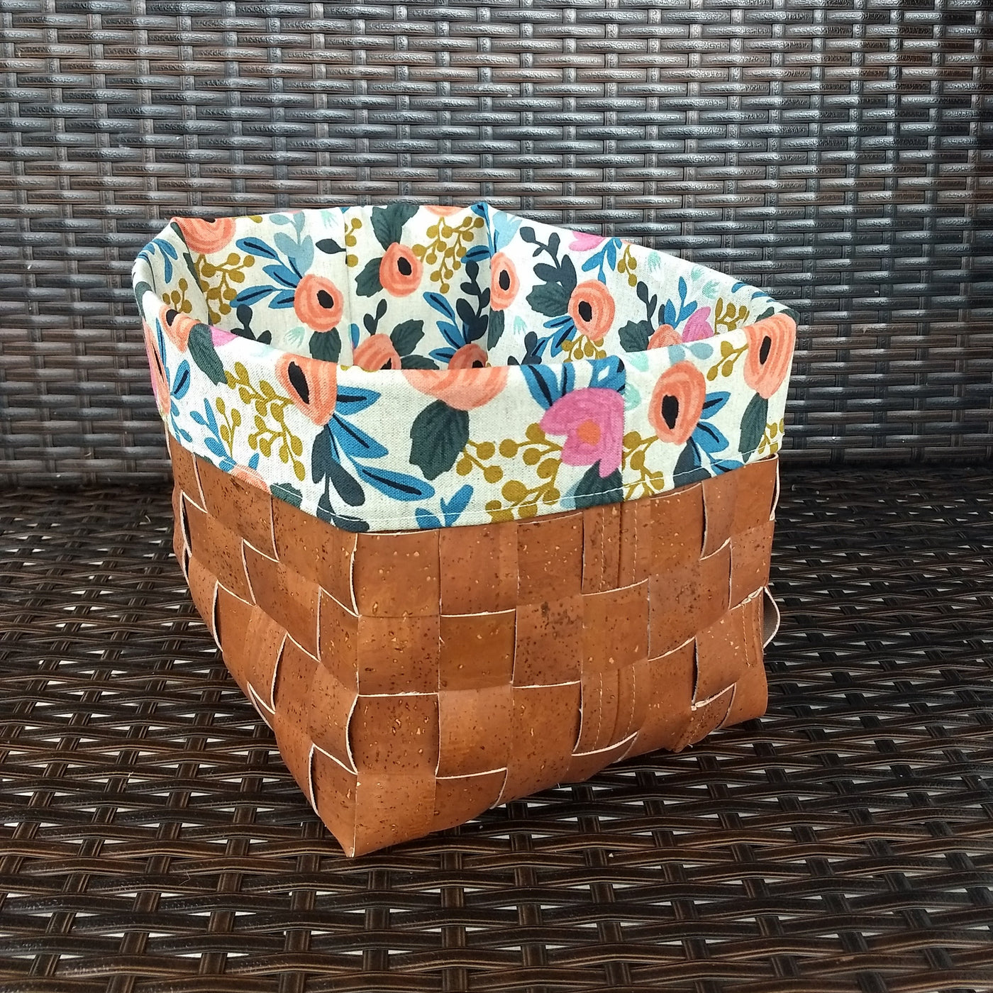 Sample Sale- Create with Cork Fabric Woven Basket- Surface Hazelnut Cork