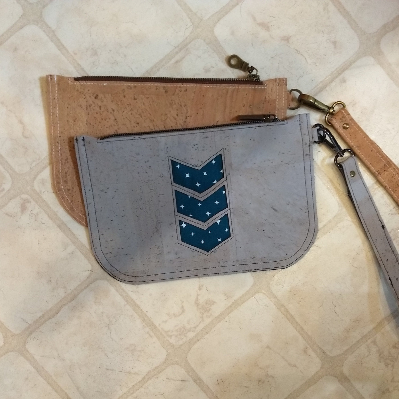 Sample Sale- Create with Cork Fabric Wristlet- Surface Concrete Cork