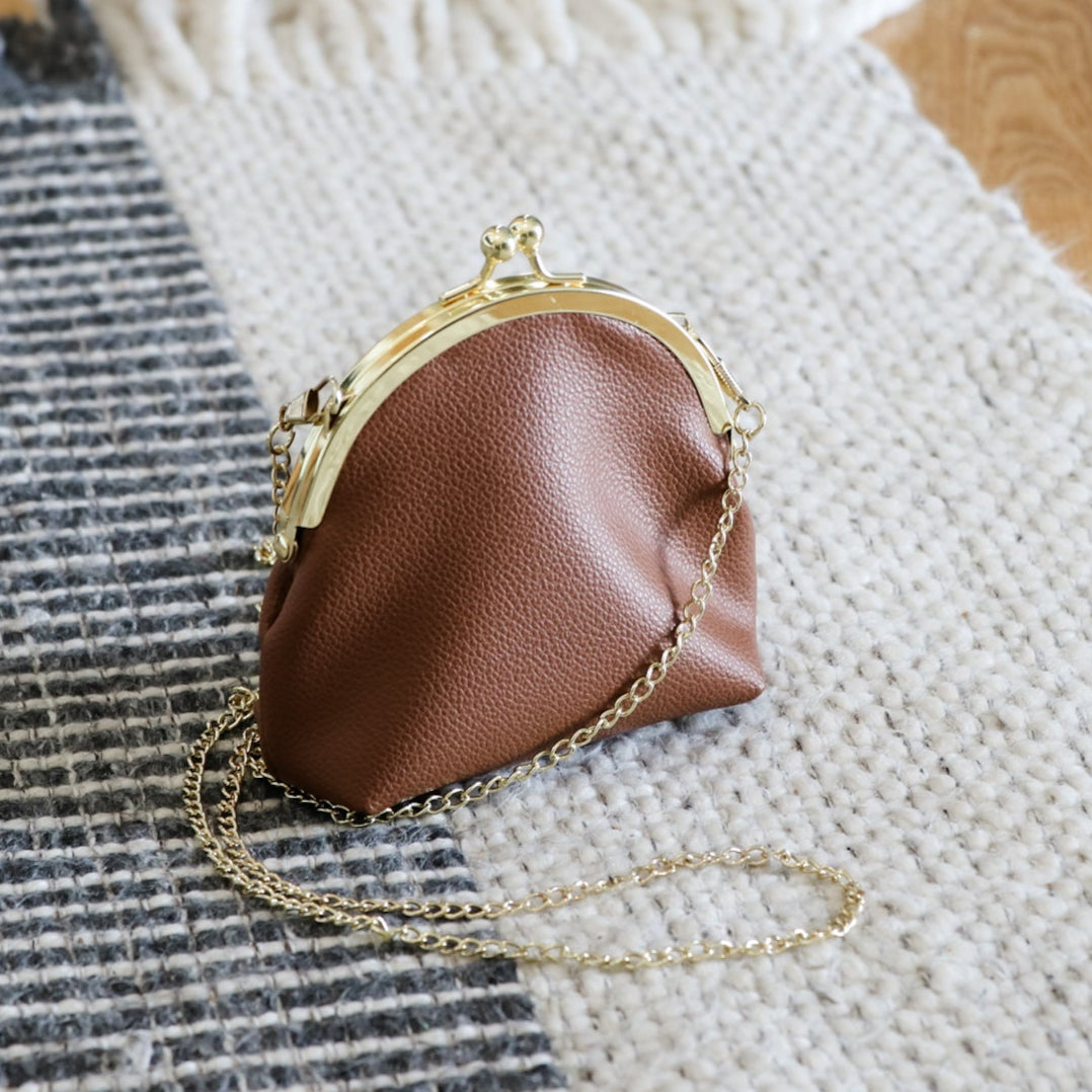 Sample Sale- Silvia- Brown Pebble Faux Leather