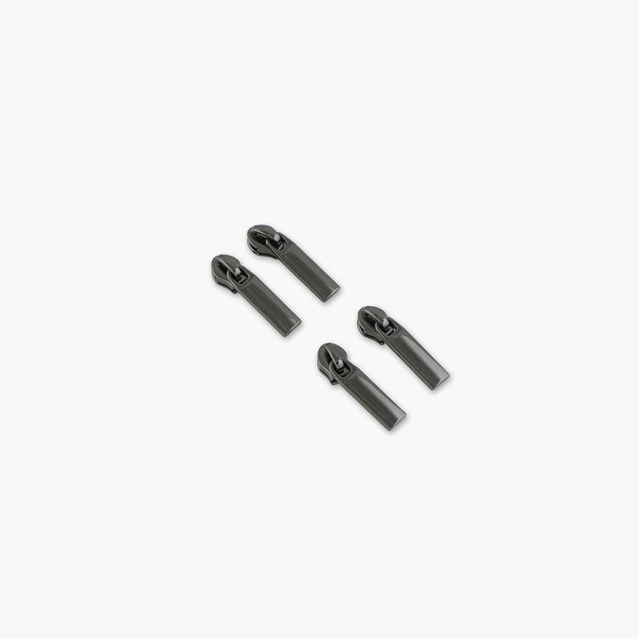 Four #3 Rectangle Zipper Pulls Gunmetal