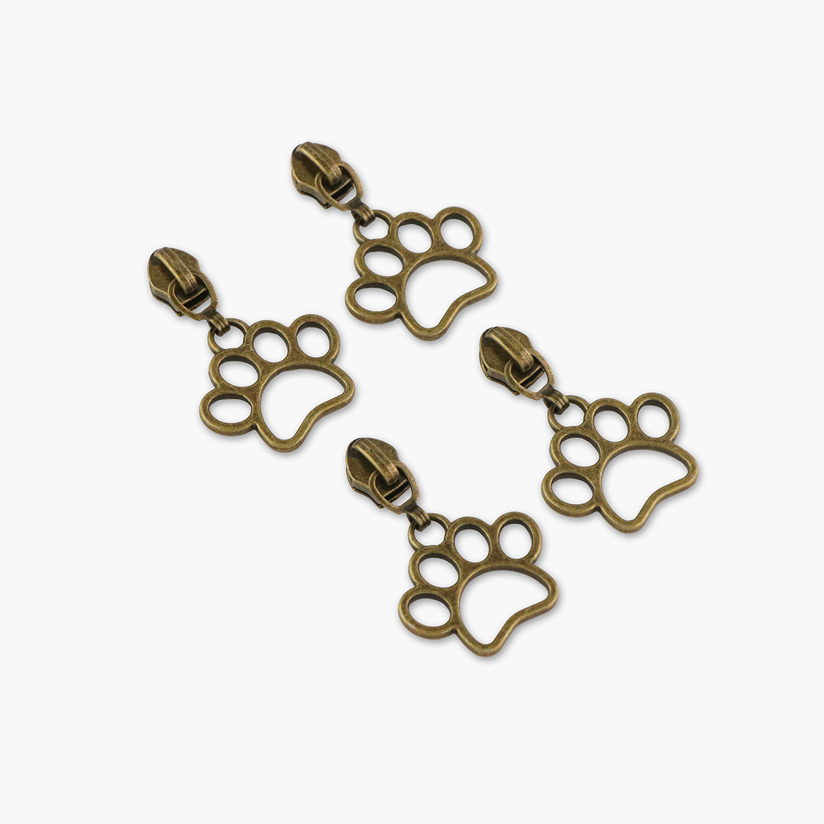 Four #5 Paw Print Zipper Pulls Gunmetal Four #5 Paw Print Zipper Pulls Gunmetal