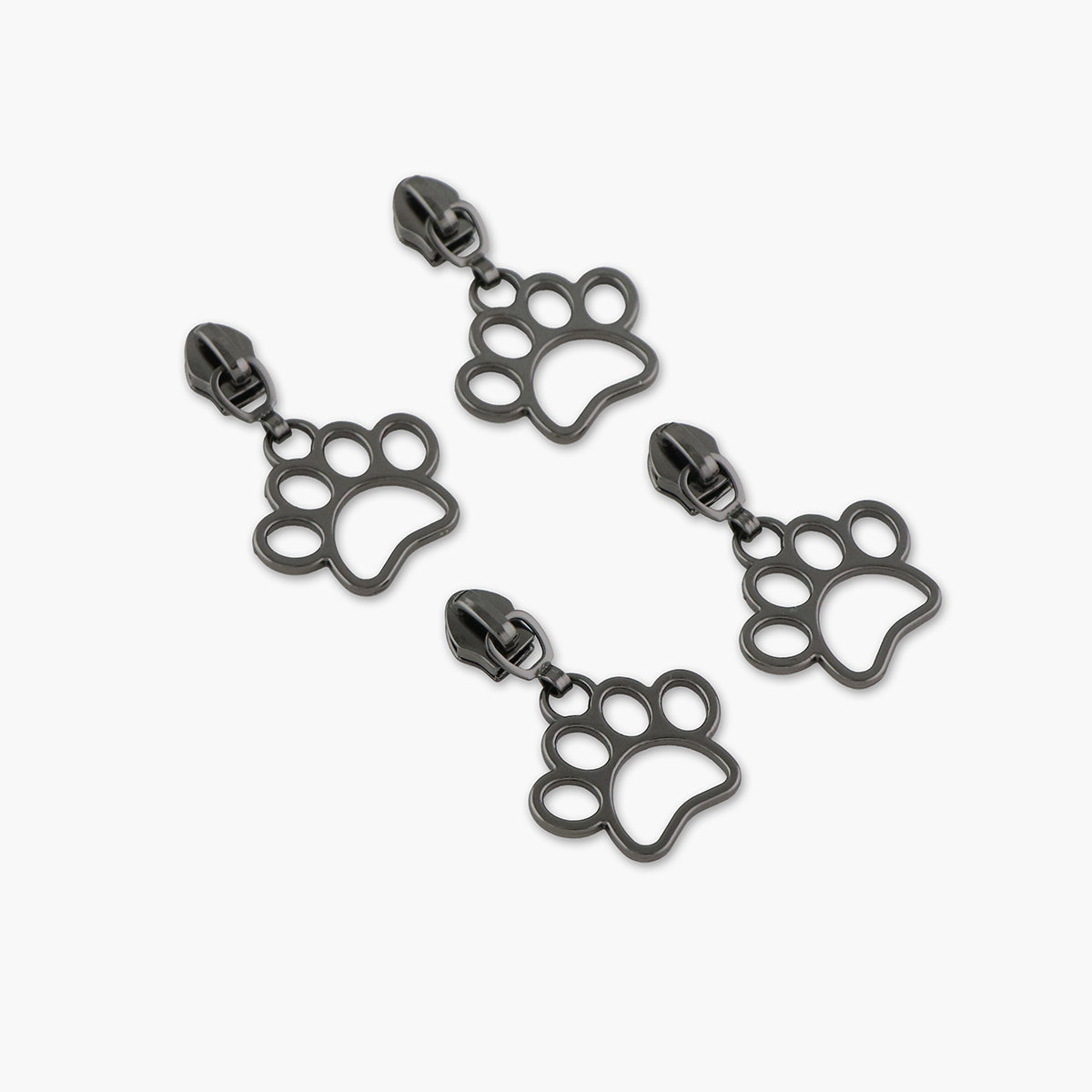 Four #5 Paw Print Zipper Pulls Gunmetal Four #5 Paw Print Zipper Pulls Gunmetal