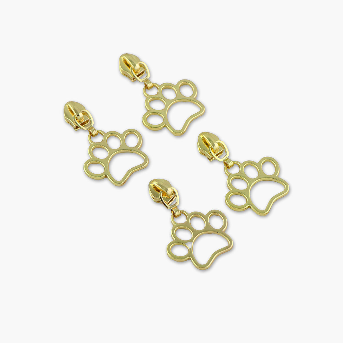Four #5 Paw Print Zipper Pulls Gunmetal Four #5 Paw Print Zipper Pulls Gunmetal