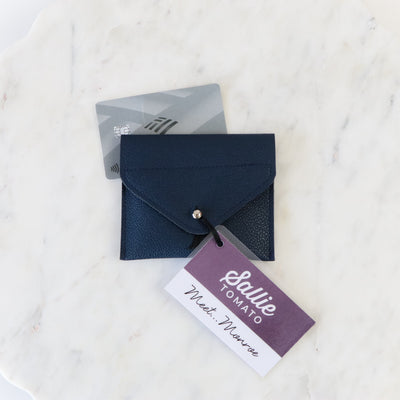 Sample Sale- Monroe - Card Case and Clutch - Navy Pebble Faux Leather