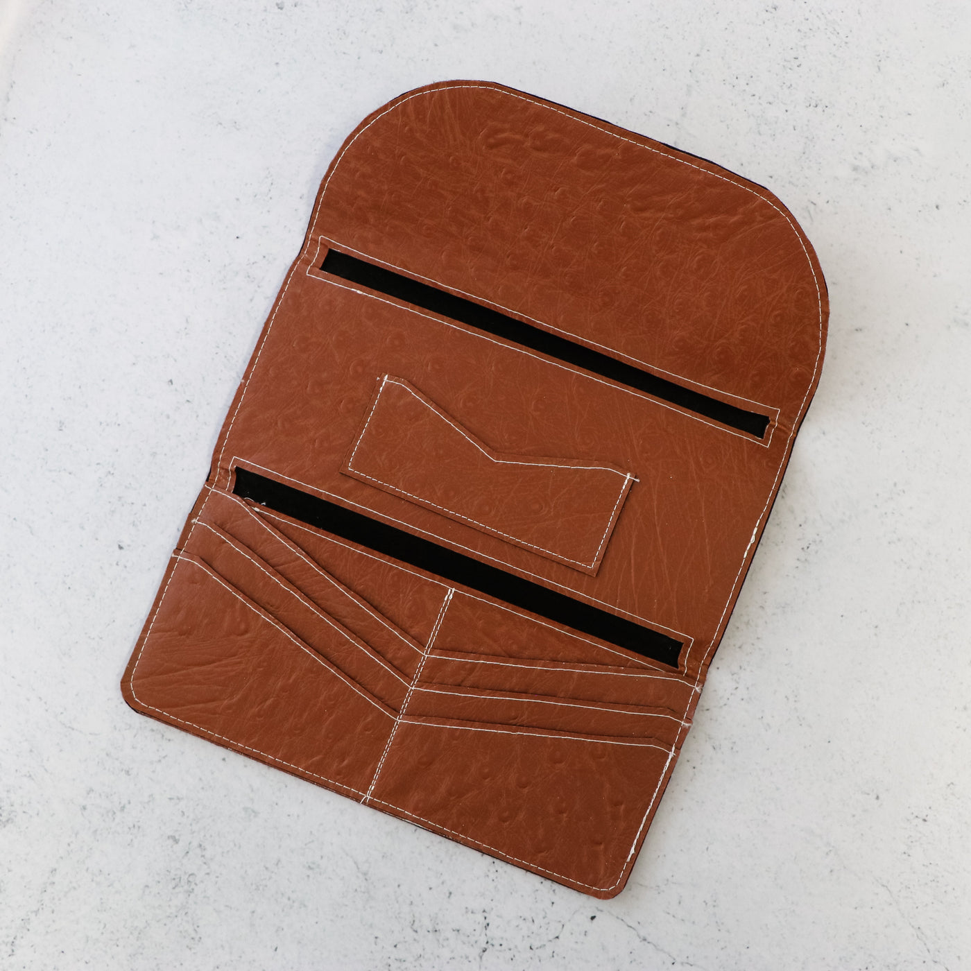 Sample Sale-Lucky Penny Wallet- Hazelnut Faux Leather Ostrich