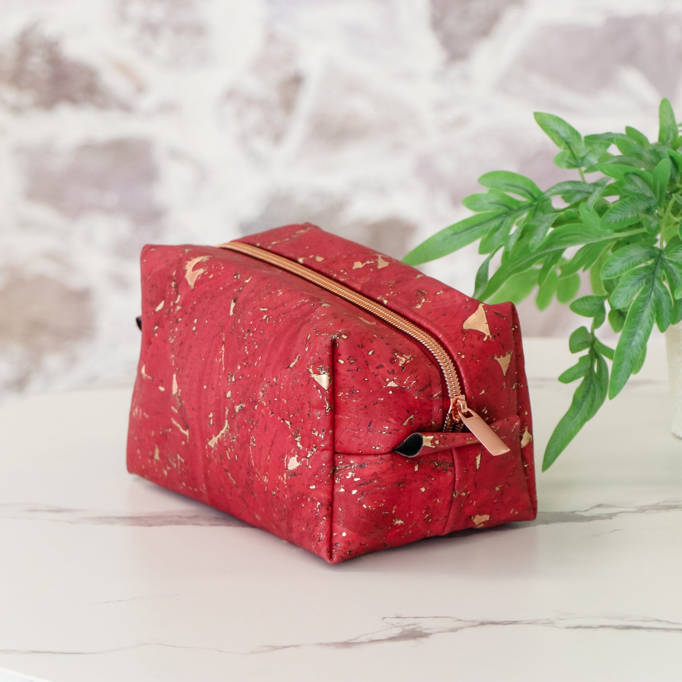 Sample Sale- Create with Cork Box Pouch- Burgundy Marble Cork